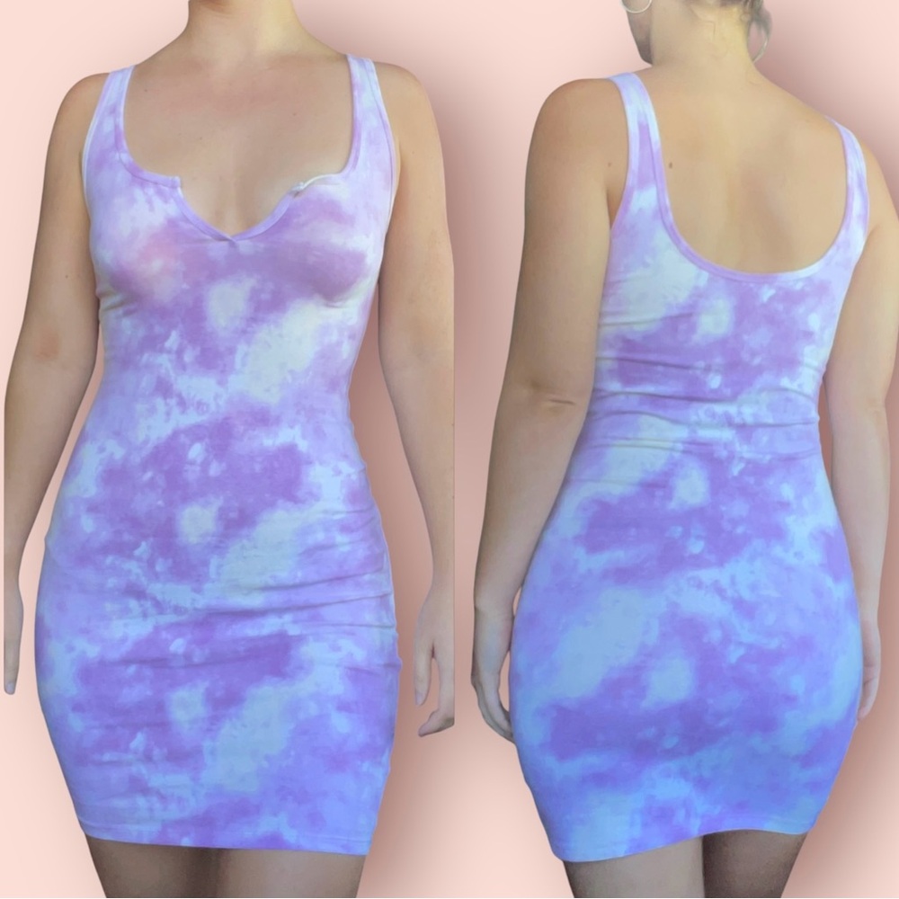 Kendall & Kylie bodycon Tie-Dye mini Dress purple white party clubbing small